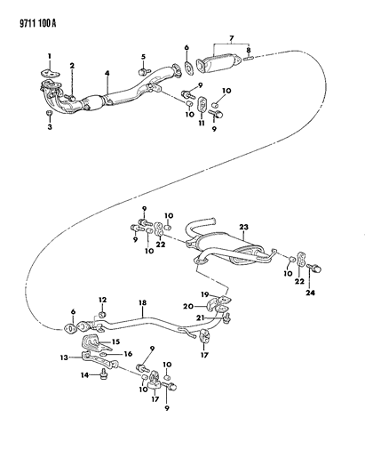 1989 Dodge Colt Exhaust System Diagram 2