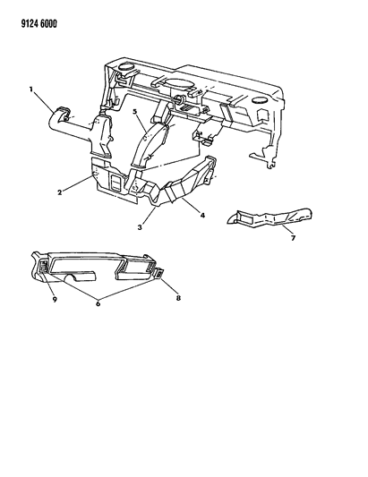1989 Chrysler LeBaron Air Distribution Ducts, Outlets Diagram