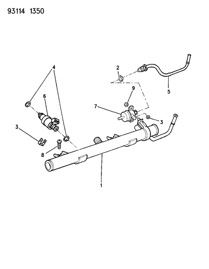 1993 Dodge Spirit Fuel Rail & Related Parts Diagram 1