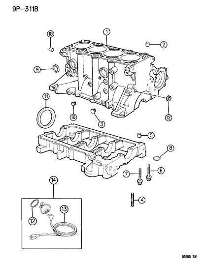 1995 Chrysler Cirrus O Ring-Engine Block Heater Diagram for 6503096