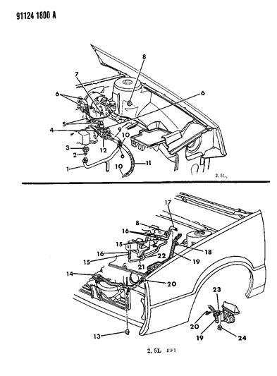 1991 Chrysler LeBaron GTC Plumbing - A/C & Heater Diagram 2