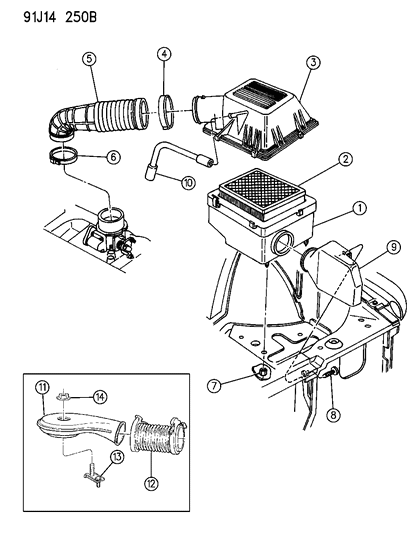 1993 Jeep Grand Wagoneer Hose-Air Cleaner To T/Body Diagram for 53009268