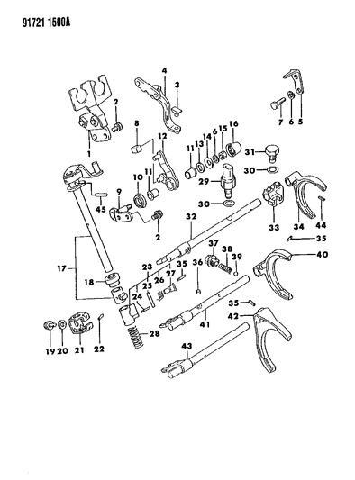 1991 Dodge Stealth Lever M/T Select Shaft Diagram for MD719962