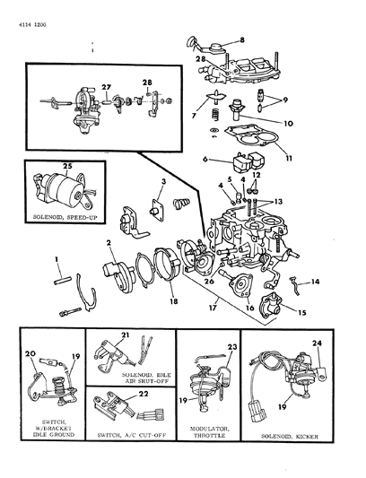 1984 Chrysler Laser Carburetor & Component Parts Diagram 3
