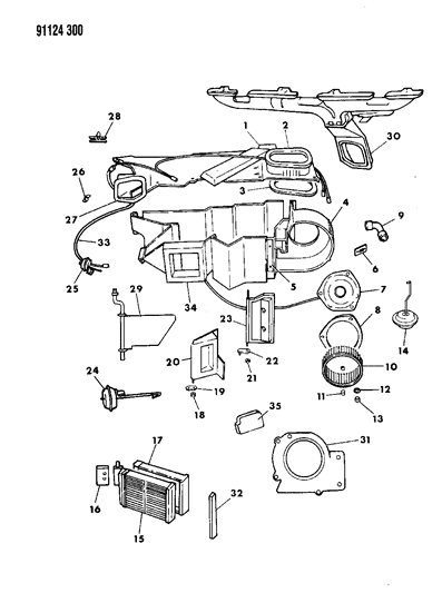1991 Chrysler LeBaron GTC Heater Unit Diagram