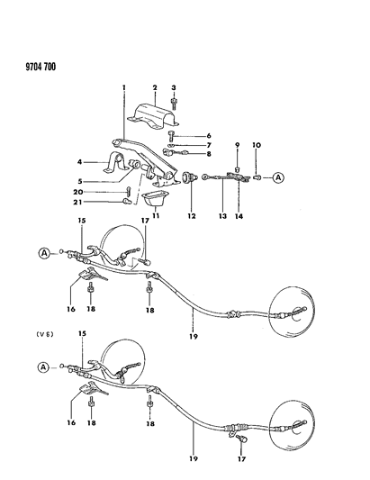 1989 Dodge Raider Controls, Parking Brake Diagram