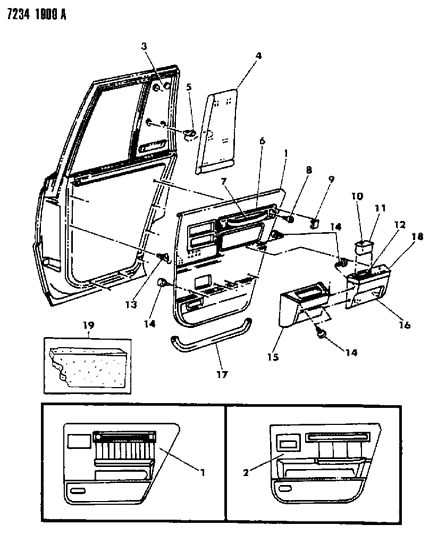 1987 Chrysler LeBaron Panel - Door Trim-Rear Diagram