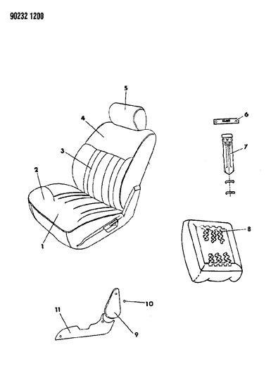 1990 Dodge Shadow Front Seat Diagram 3