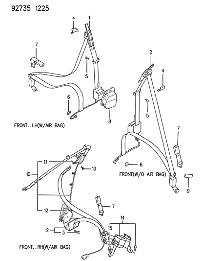 1994 Dodge Colt Seat Belt - Front Diagram