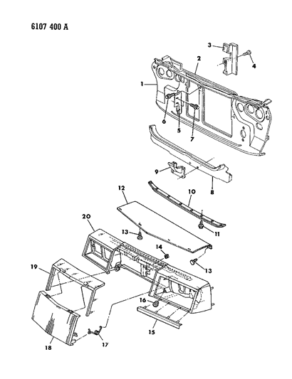 1986 Chrysler New Yorker Grille & Related Parts Diagram