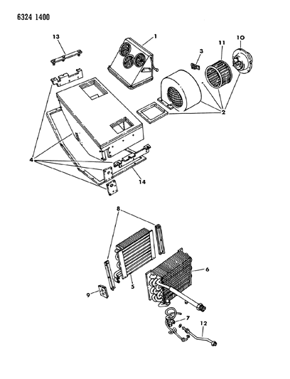 1986 Dodge Ram Van Rear A/C & Heater Unit Diagram