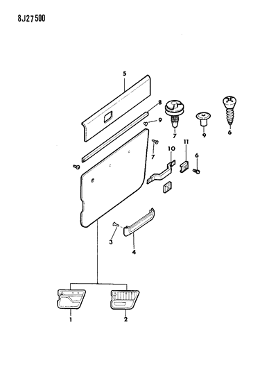 1988 Jeep Wrangler Assist Door Black Diagram for 55009801