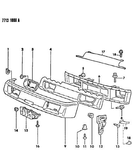 1987 Chrysler Conquest Bumper, Front Diagram