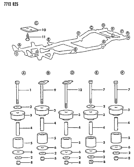 1988 Dodge Raider Body Hold Down Diagram