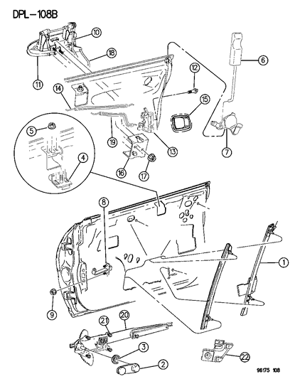 1996 Dodge Neon Handle Front Door I/S R/CONT R Diagram for FX37PF6