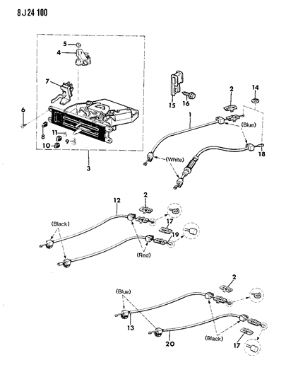 1989 Jeep Wrangler Controls, Heater & Fresh Air Diagram