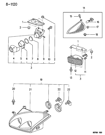 1995 Dodge Stealth Headlamp, Body (Black) Diagram for MR191698