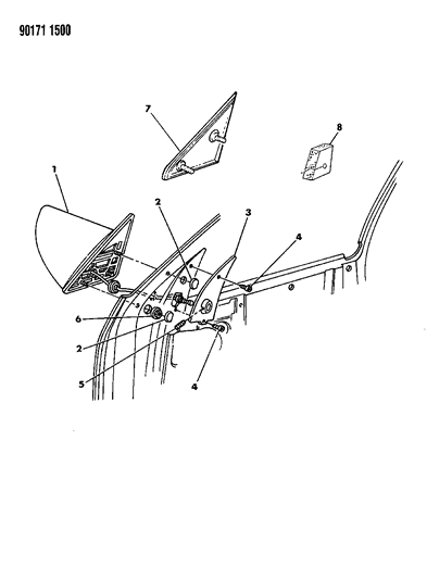 1990 Dodge Shadow Mirror - Exterior Diagram