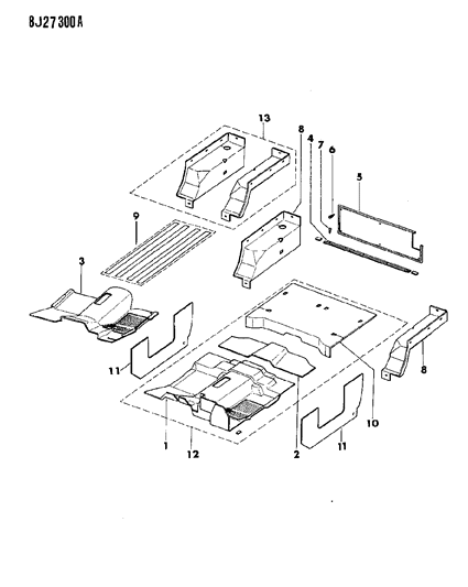 1990 Jeep Wrangler Carpet-Front Floor Tan Diagram for 55018567