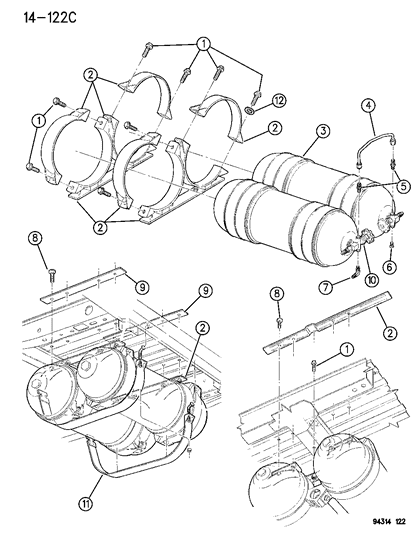 1996 Dodge Ram Van Fuel Cylinder, Rear Diagram