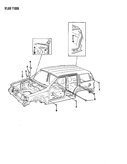 1993 Jeep Grand Wagoneer Plugs, Body Diagram