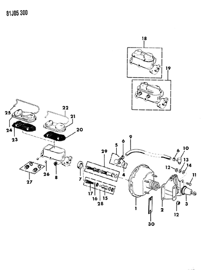 1986 Jeep Wrangler Master Cylinder & Booster With Power Brakes Diagram