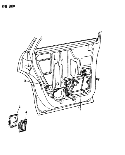 1987 Dodge Lancer Wiring & Switches - Rear Door Diagram
