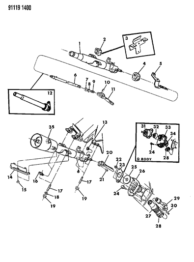 1991 Chrysler TC Maserati Column, Steering, Lower With Tilt Diagram