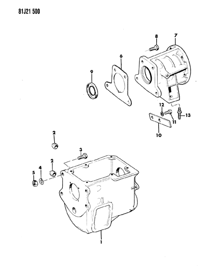 1985 Jeep Wrangler Transmission Case, Extension & Miscellaneous Parts Diagram 5