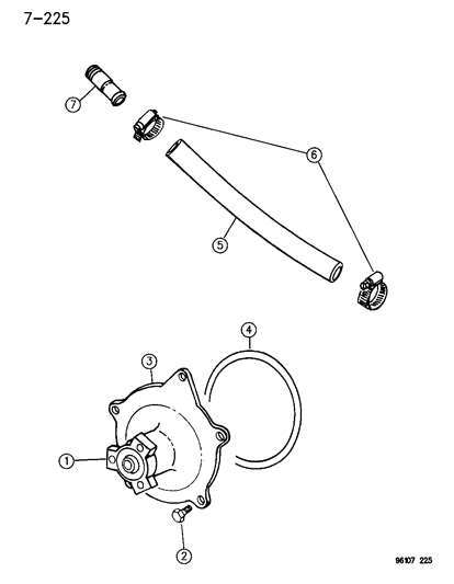 1996 Chrysler Town & Country Water Pump & Related Parts Diagram 3