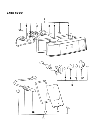 1984 Dodge Colt Lamps - Rear Diagram