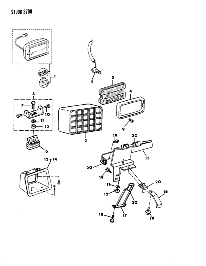 1993 Jeep Wrangler Lamps - Fog Diagram 1