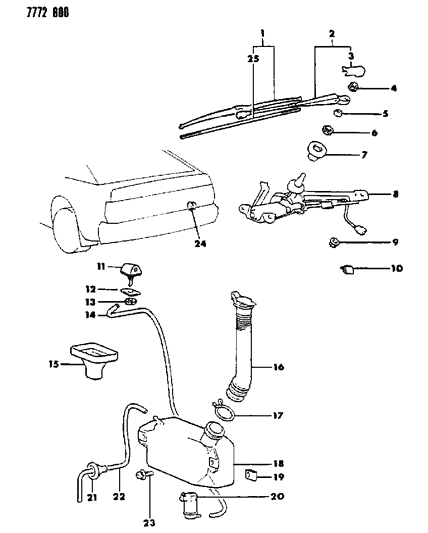 1988 Chrysler Conquest Liftgate Wiper & Washer Diagram