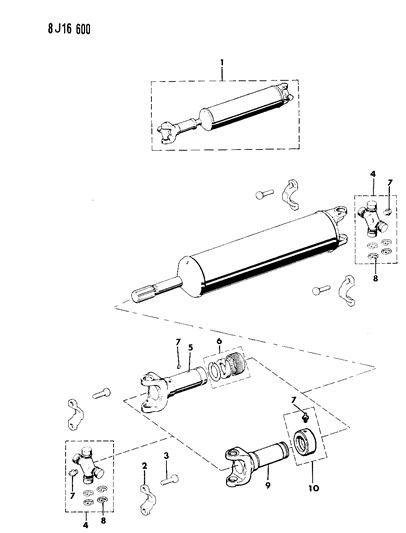 1990 Jeep Grand Wagoneer Shaft - Rear, Propeller Diagram