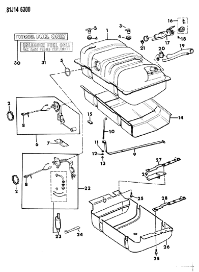 1984 Jeep Cherokee Hose-Fuel Filler Diagram for 52000623