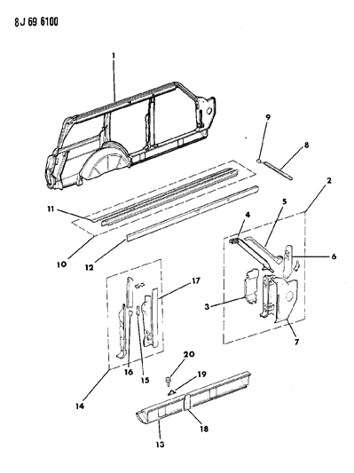 1988 Jeep Grand Wagoneer Panels, Body Side Diagram