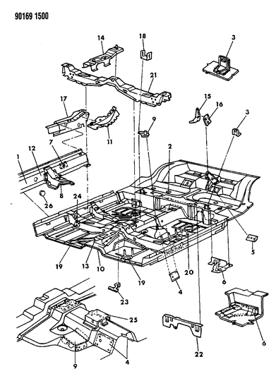 1990 Dodge Shadow Floor Pan Front Diagram