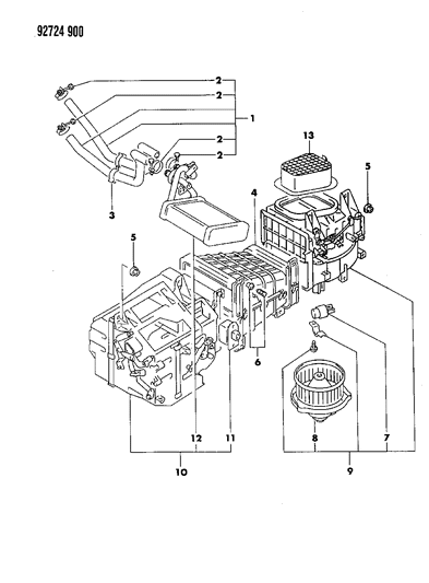 1993 Dodge Stealth Heater Unit & Heater Plumbing Diagram