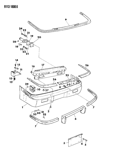 1989 Chrysler TC Maserati Fascia, Bumper Rear Diagram