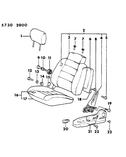 1986 Dodge Colt Seat Left Front Diagram