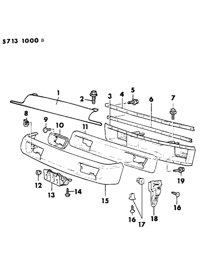 1986 Dodge Conquest Bumper, Front Diagram