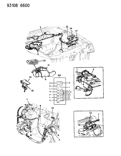 1993 Dodge Daytona Wiring - Engine & Related Parts Diagram