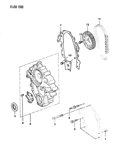 1986 Jeep Comanche Timing Cover & Intermediate Shaft Diagram 3