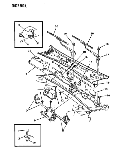 1990 Chrysler LeBaron Windshield Wiper & Washer System Diagram