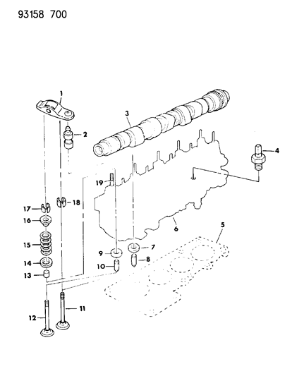 1993 Dodge Shadow Camshaft & Valves Diagram 2