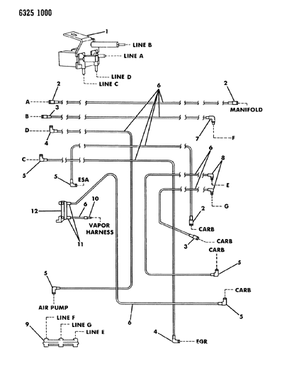 1987 Dodge Ram Van EGR Hose Harness Diagram 2