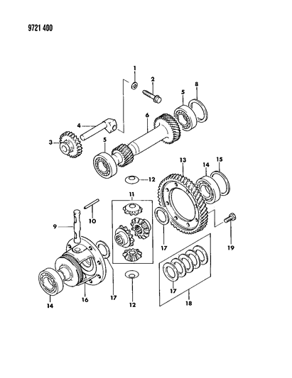 1989 Dodge Colt Gears & Output Shaft Diagram