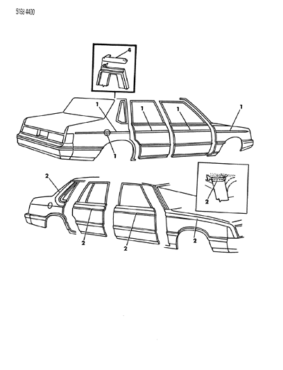 1985 Chrysler New Yorker Tape Stripes & Decals - Exterior View Diagram 2