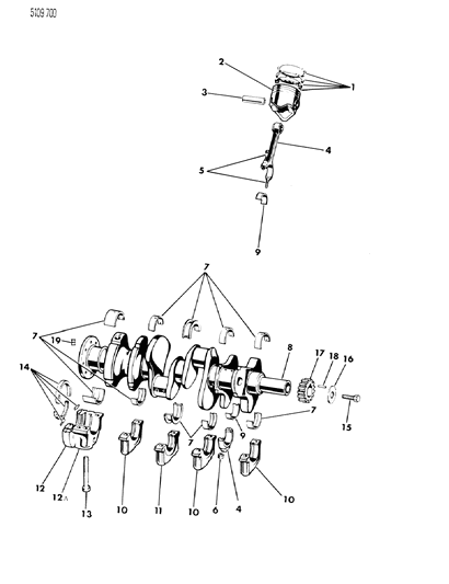 1985 Chrysler Fifth Avenue Crankshaft, Pistons, And Rings Diagram