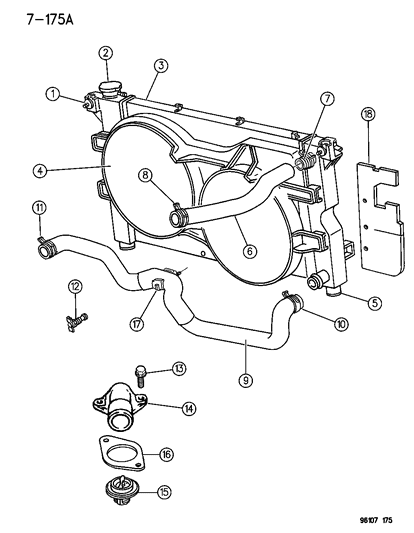 1996 Dodge Caravan Radiator & Related Parts Diagram 3